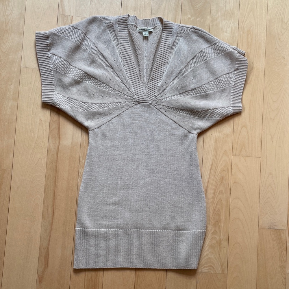 Banana Republic Taupe V-Neck Knit Sweater Dress, 100% wool